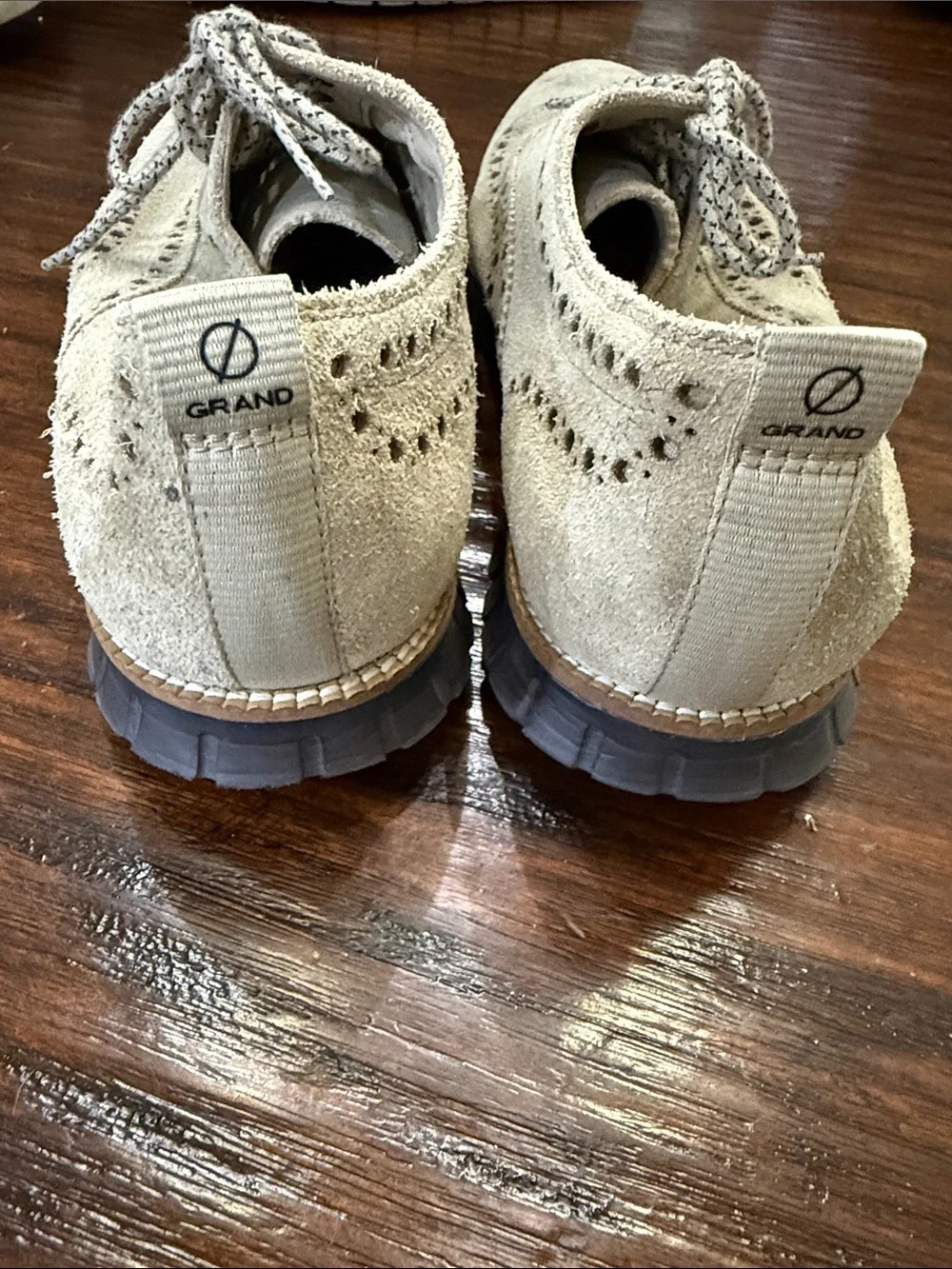 Cole Haan 0 Grand Suede Wingtip Oxford - Taupe Lace-Up Comfort